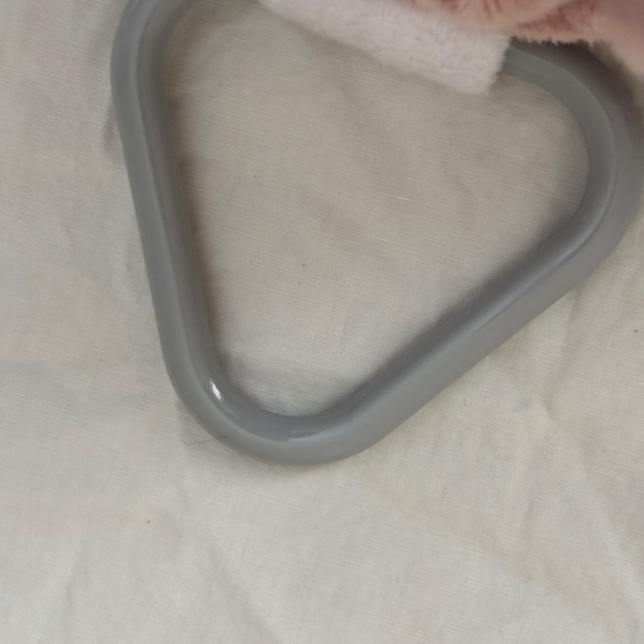 Elephant Lovey Pink and Gray Modern Snuggle Baby Toy Rattle Teether - Picture 7 of 8